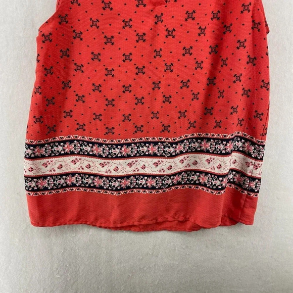 Alice Blue Blouse Women's Sz M Red Orange Sundai Split Neck Stitch Fix Henley - Picture 6 of 11